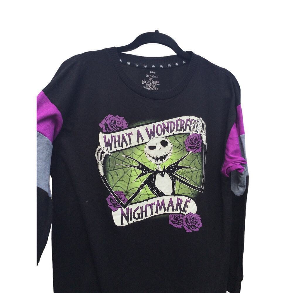 Disney sleepwear M sweater night gown black purple nightmare before‎ Christmas - Picture 2 of 12